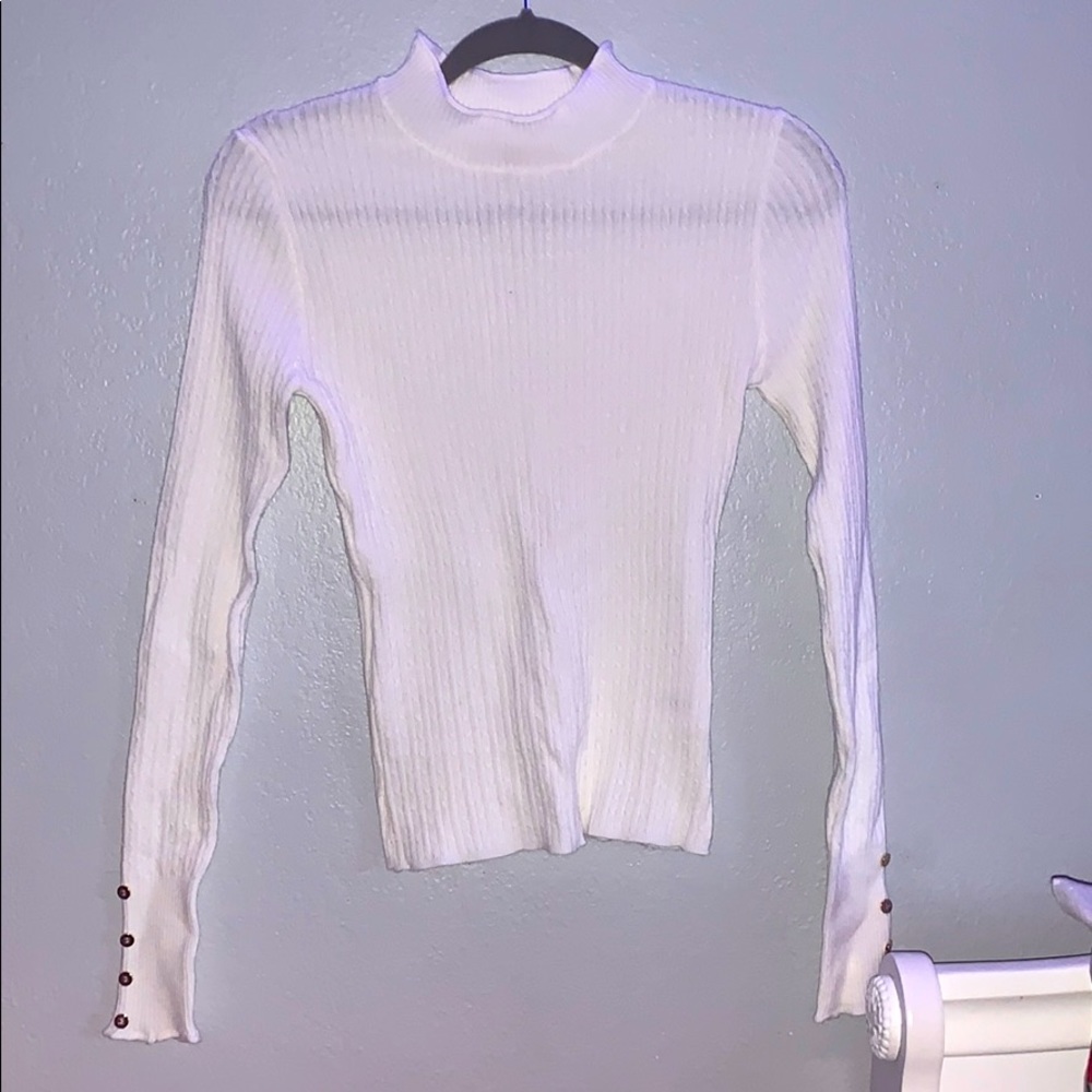 White mockneck shirt